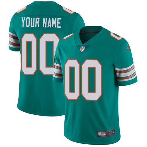 Nike Miami Dolphins Custom Aqua Green Alternate Stitched Vapor Untouchable Limited Youth NFL Jersey->customized nfl jersey->Custom Jersey